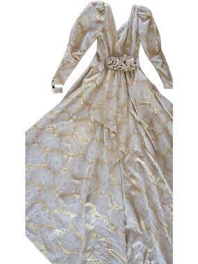 1960s NWT! Vintage Montaldos Designer Floral Metallic Wedding Dress SZ 8